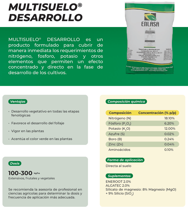 Multisuelo ENLASA Desarrollo - Fertilizante | AgroTerra Guatemala