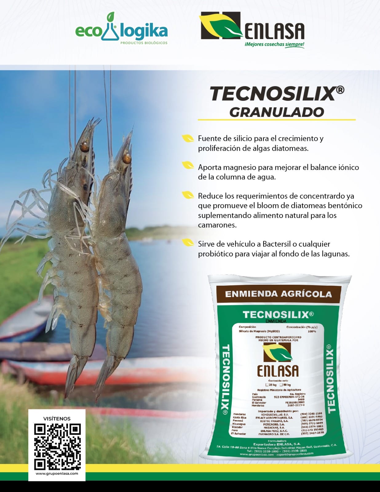 Tecnosilix ENLASA Granulado de 50 Kilos para Camarones - Fertilizante | AgroTerra Guatemala