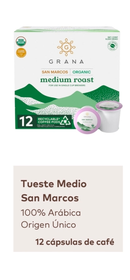 Cápsulas Keurig La Grana Orgánico Guatemala | Tueste Medio y Oscuro | 100% Arábica - Café Guatemalteco