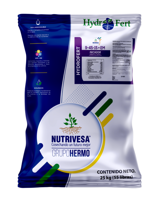 Hydrofert 9-45-15+EM Saco 55 Libras - Fertilizante Foliar | Nutrivesa