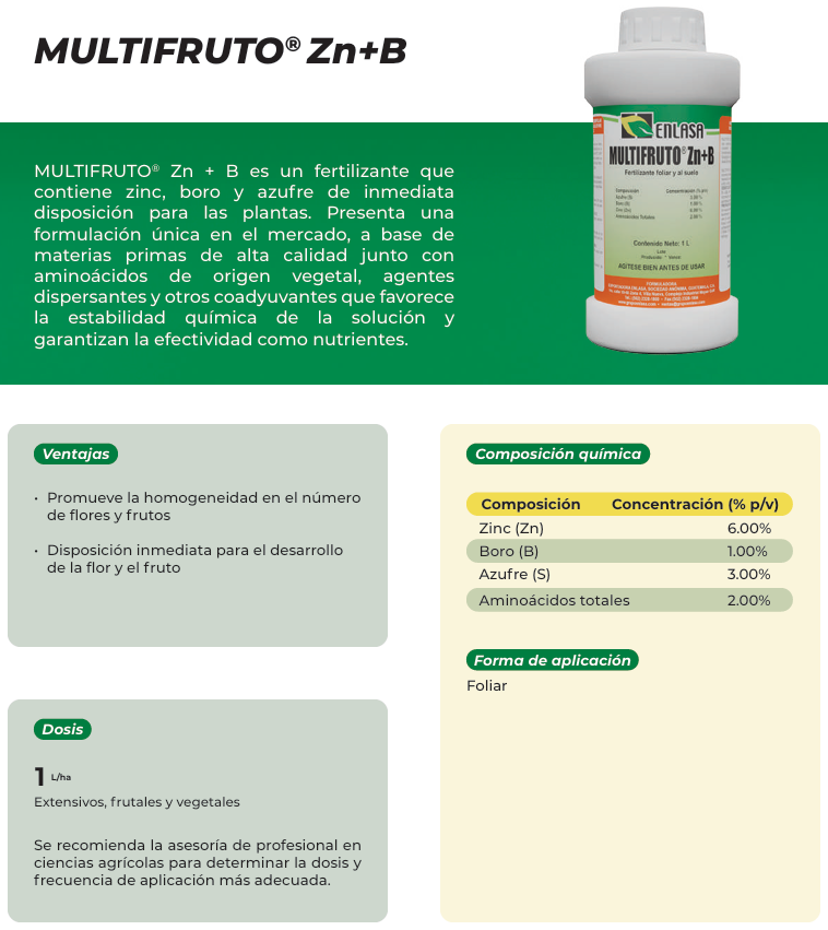 Multifruto ENLASA ZN+B - Fertilizante | AgroTerra Guatemala