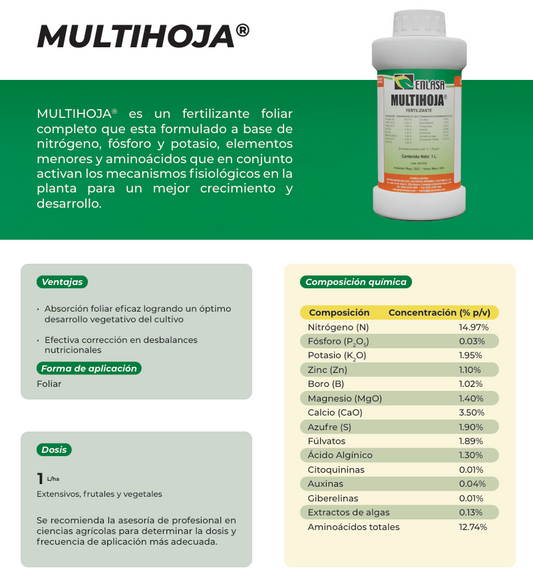 Multihoja ENLASA 1 L - Fertilizante | AgroTerra Guatemala
