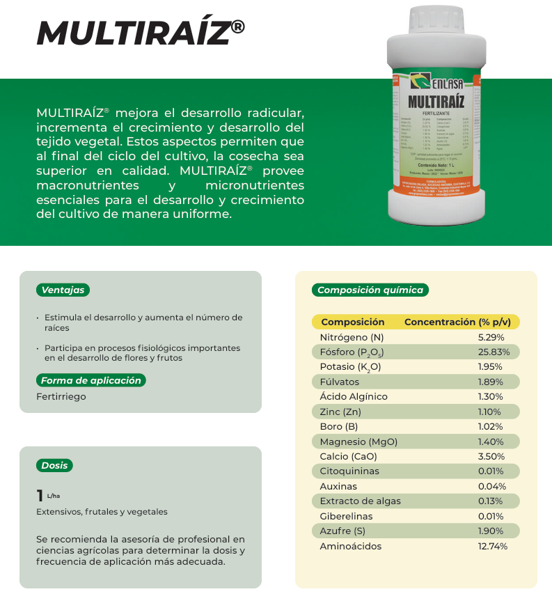 Multiraiz ENLASA 1 L - Fertilizante | AgroTerra Guatemala