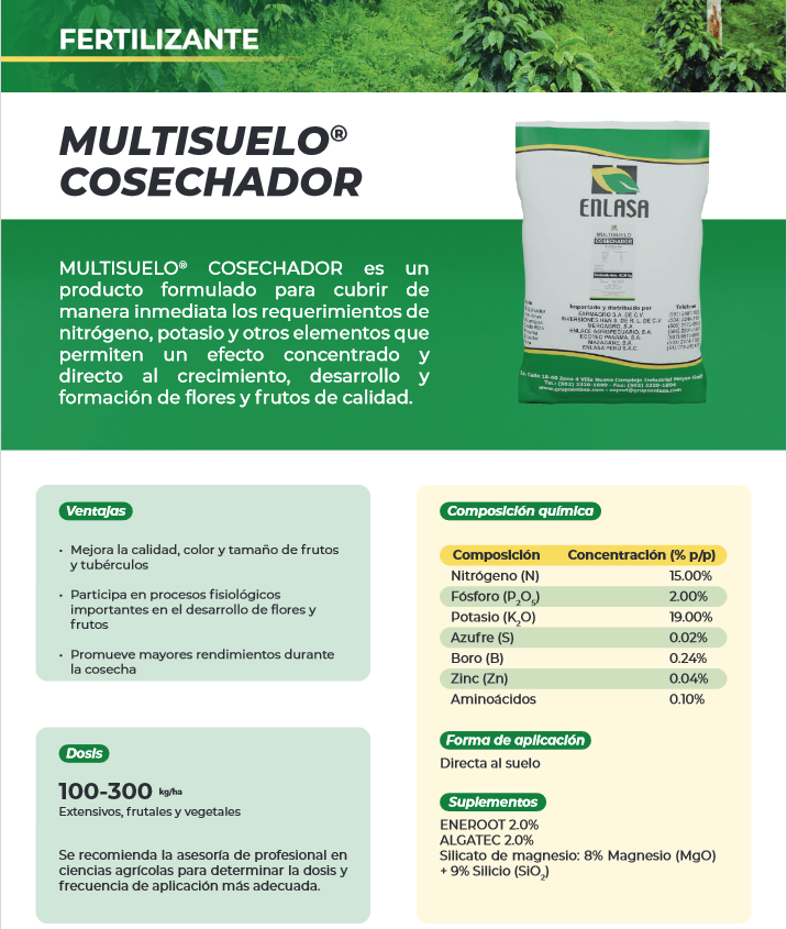 Multisuelo ENLASA Cosechador - Fertilizante | AgroTerra Guatemala