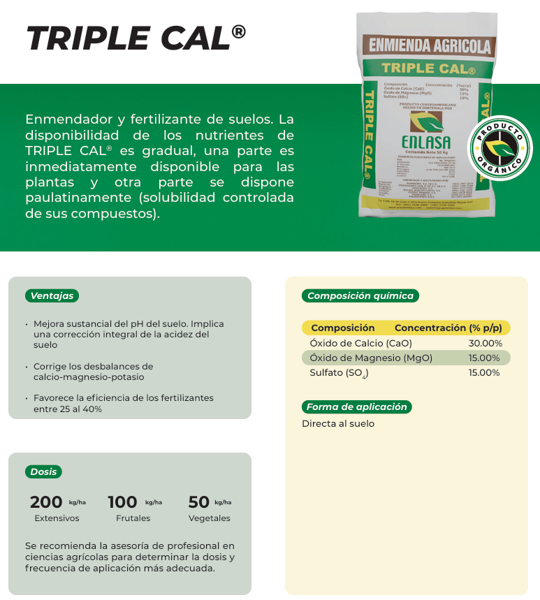 Triple Cal ENLASA: La Fuente de Calcio Eficiente para Suelos y Cultivos