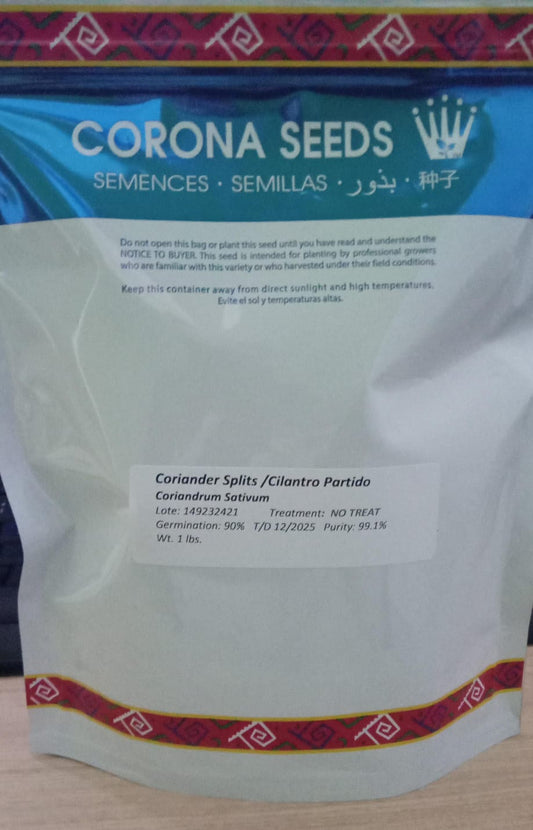 Semilla Cilantro Partido/Coriander Splits - Coriandrum Sativum, Presentación Libra.