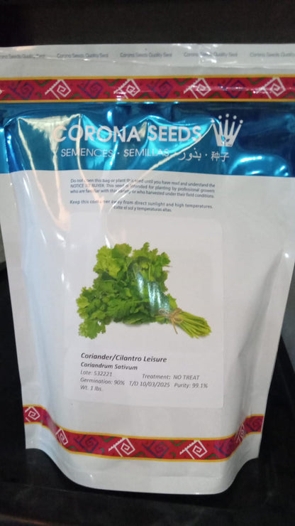 Semilla Cilantro Leisure Marca Corona 1 Libra | AgroTerra Guatemala