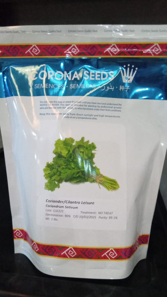 Semilla Cilantro Leisure Marca Corona 1 Libra | AgroTerra Guatemala