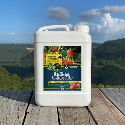 Fertilizante Orgánico Foliar para Floración y Fructificación de FRESAS 20 LT - AgroCompost Guatemala