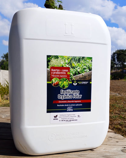 Fertilizante Orgánico Foliar para Crecimiento y Desarrollo Vegetativo de Huertos 20 LT - AgroCompost