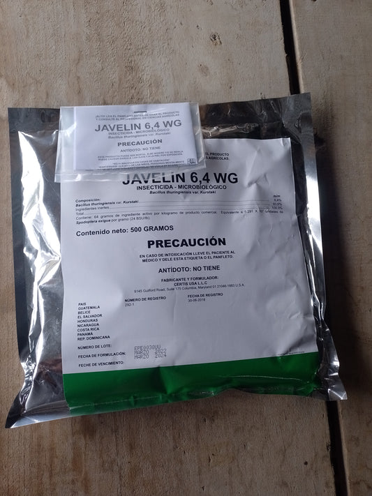 Javelin 6,4 WG Bacillus Thuringuiensis Bolsa 500 GMS - Insecticida | AgroTerra Guatemala